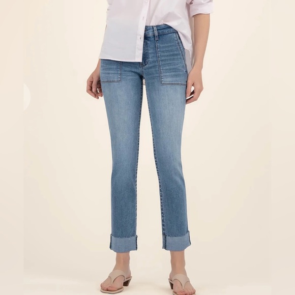 Kut from the Kloth Denim - Kut From The Kloth Stevie Raw Hem Crop Straight Leg Utility Jeans, Size 2